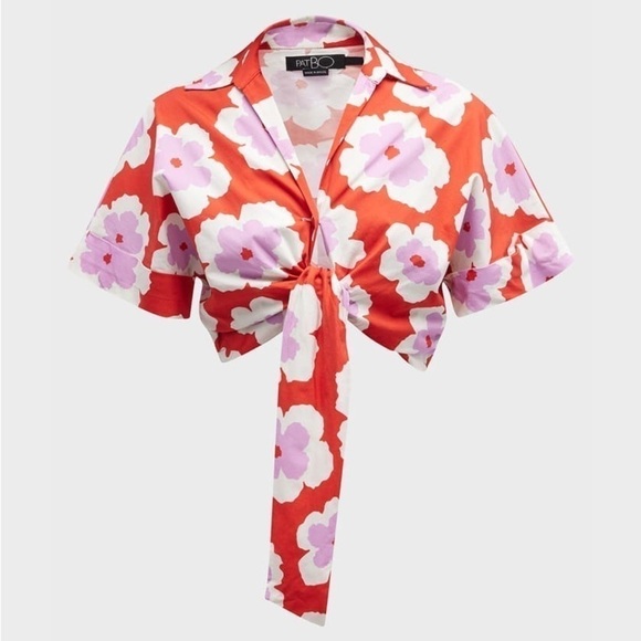 PATBO Windflower tie-front crop top NWT - Picture 3 of 10